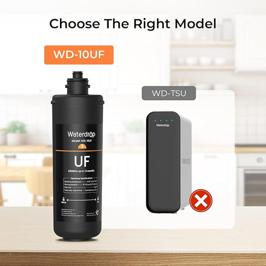 Waterdrop WD-10UF Water Filter Replacement for Waterdrop TSA-UF & TSB-UF | Reduces Chlorine, Taste and Odor, 12 months, Replacement for 3-Stage Ultra-Filtration Under Sink Water Filter System, 1 Pack