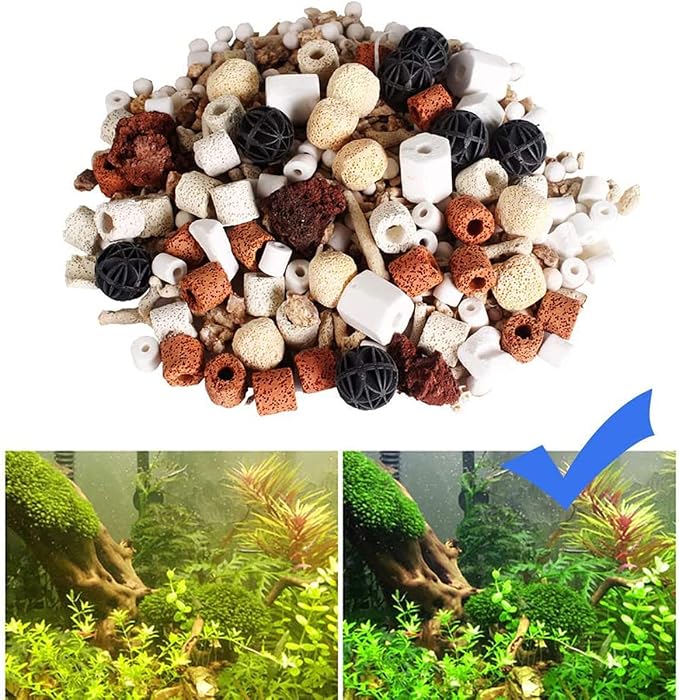 GOLDEAL Bio Balls Ceramic Rings Set, Aquarium Biological Filter Media with Mesh Bag for Fish Tank and Pond, Fish Tank Filter, Decorations, Accessories (4Pack,4.4 lb)