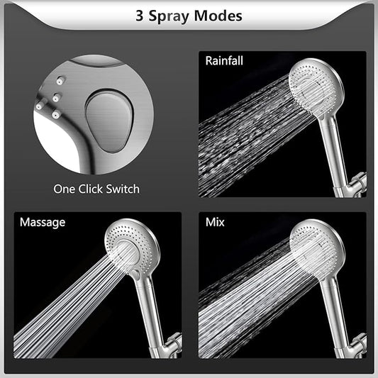 FEELSO Filtered Shower Head with Handheld, High Pressure 3 Spray Mode Showerhead with 60" Hose, Bracket and 15 Stage Water Softener Filters for Hard Water Remove Chlorine and Harmful Substance