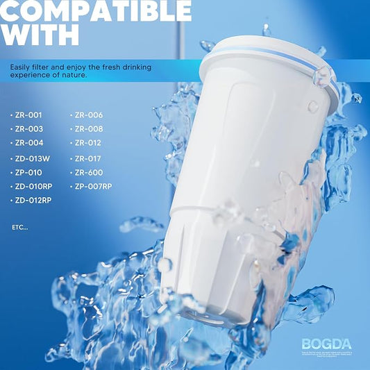 BOGDA 4 Pack Water Filter Replacement Zero, 5-Stage Compatible with Zero Pitcher and Dispenser, Fit for Zero Filter Water Replacement Filters and ZR-001 ZR-017 ZR-004