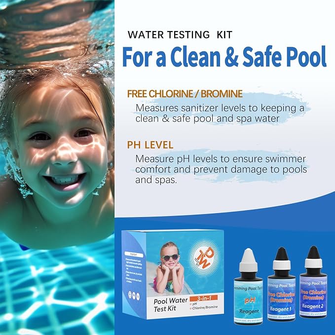 Dr.Tim.Wang 3 Way Pool Test Kit - Hot Tub and Spa Water Chemical Test Kit for Chlorine(Bromine) and pH Test