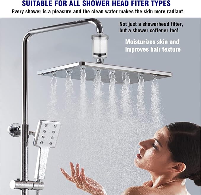 1 Micron High Density Washing Machine Water Filter, Washer Water Filter System, For Washing Machine, Heater, RV, > 99.5% Removes Chlorine Fluorine,Heavy Metals, Reusable ACF Shower Filter