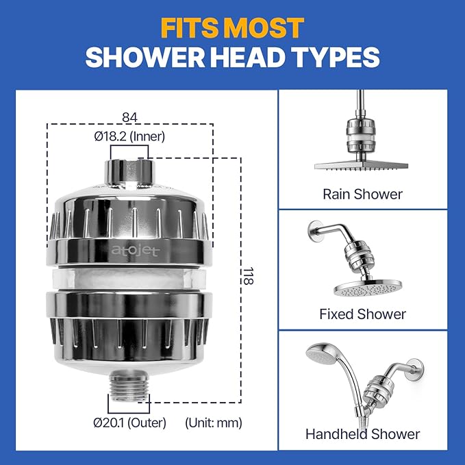 Aqua Detox Shower Filter Influenced by Korea’s Beauty Tradition - Relieves dryness and irritation while improving skin and hair health - CHROME (JNE600C-SNG-DTX)