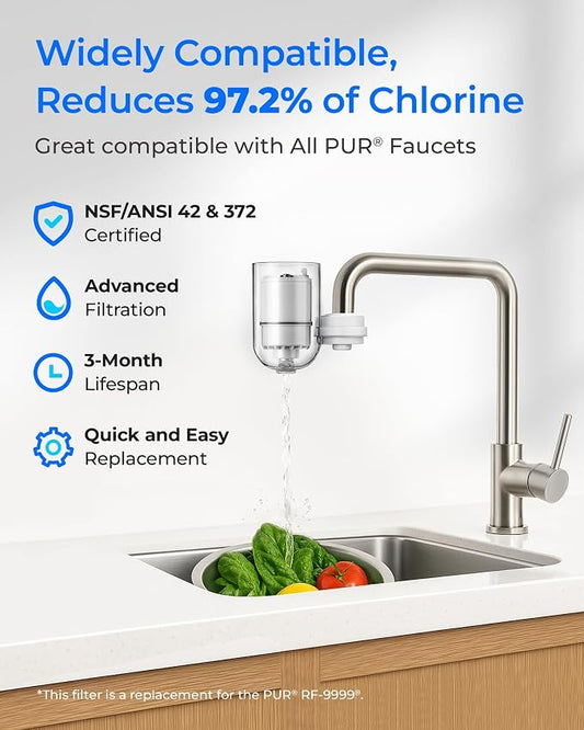 Waterdrop C08B Water Filter Replacement for PURยฎ Faucet Filter, 3 Pack | Compatible with All PURยฎ PLUS Faucet Filtration System, Replacement RF-3375ยฎ, NSF 42 Certified, 9-Month, 900-Gallon