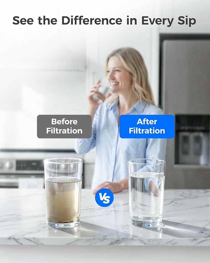 Waterdrop XWFE® Water Filter, Replacement for GE® XWFE®, Built-in Chip | Replacement for GE® XWF, Compatible with GNE27, GFE26, GDE25, GSS25 and PSE25 Series Refrigerators, NSF 42 & 372 Certified