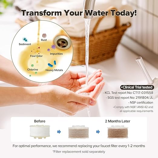 Vitamin C Bathroom Sink Faucet Filter Replacement - Chlorine Reducing Water Filters for Face Washing, 2 Pack