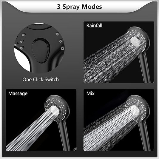 FEELSO Filtered Shower Head with Handheld, High Pressure 3 Spray Mode Showerhead with 60" Hose, Bracket and 15 Stage Water Softener Filters for Hard Water Remove Chlorine and Harmful Substance