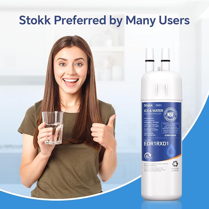 Stokk EDR1RXD1 Replacement Compatible with Everydrop Filter 1, EDR1RXD1B, Whirlpool W10295370A, P8RFWB2L, P4RFWB, P5WB2L, 46-9081, 46-9930, RW001 Refrigerator Water Filter, 1 Pack