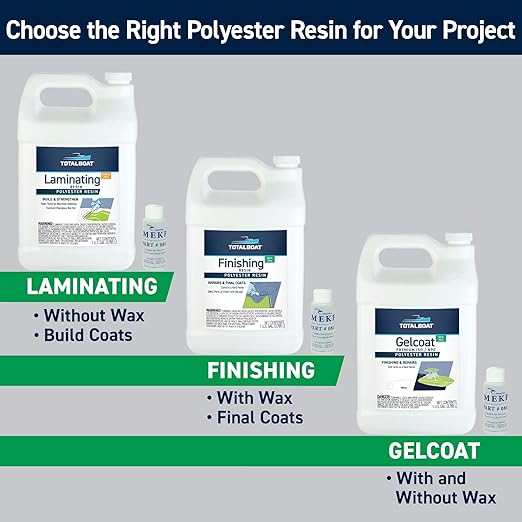 TotalBoat Polyester Laminating Resin - Marine Grade Fiberglass Resin and MEKP Catalyst for Layups and Repairs (2-Gallon)