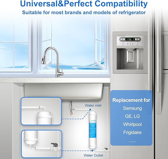 Inline Water Filter for Refrigerator and Ice Maker(1 Pack),1/4" Push Connect Post Carbon Filter Replacement for Reverse Osmosis Water System