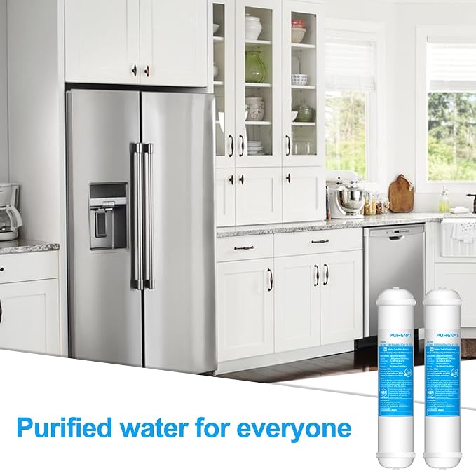 Inline Water Filter - 1/4"Push Connect for Refrigerator & Ice Maker(2 Pack) | NSF 42 Certified Filter,Reduces Chlorine,Bad Taste & Odor,for Refrigerator,Ice Maker,Post Carbon Filter on RO System