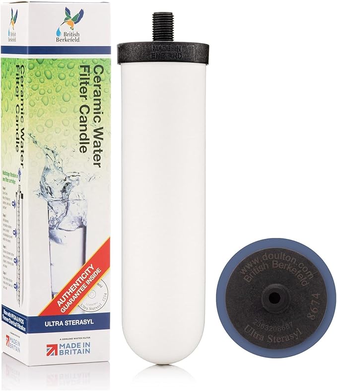 British Berkefeld 7" Ultra Sterasyl Ceramic Gravity Filter Cartridge, 1 Pack, Reduces Contaminants, Suitable For All Gravity Cans, Improves Taste & Odour, NSF Certified Candle Element | Reduces Contaminants, Suitable for All Gravity Systems, Improves T...