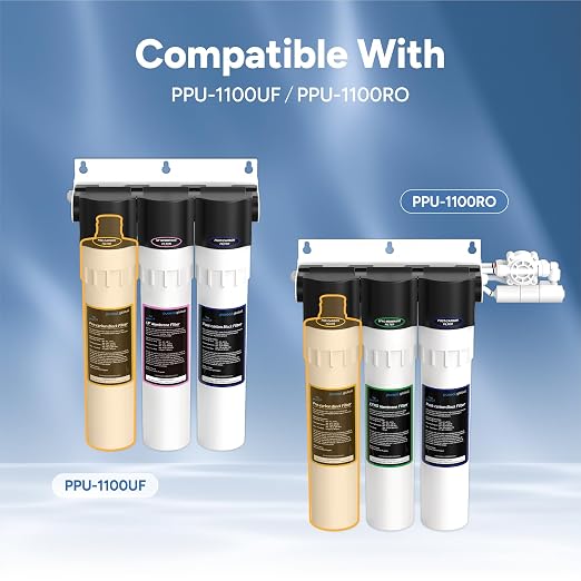 Pureal Under Sink Pre-Carbon Block Water Filter Replacement Cartridge, Reduces Chlorine, VOCs, THM & Rust, Improves Taste & Odor, Protects Membrane, Tool-Free Quick Twist, Made in Korea (PPF-1101)