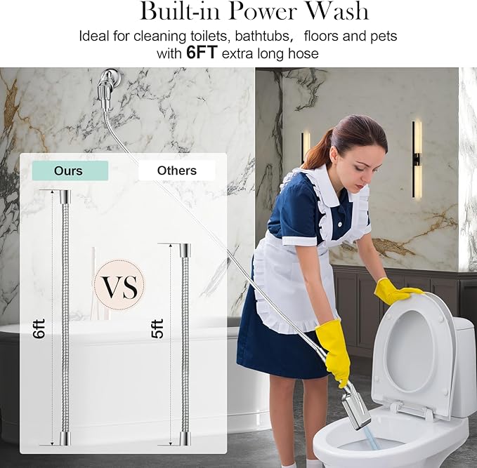 Homlord Filtered Shower Head with Handheld - High Pressure 6 Modes, 120 Anti-clog Nozzles, Detachable Showerhead with Hard Water Filters, Extra Long 6ft Hose, Power Wash Mode to Clean Bathroom, Pets