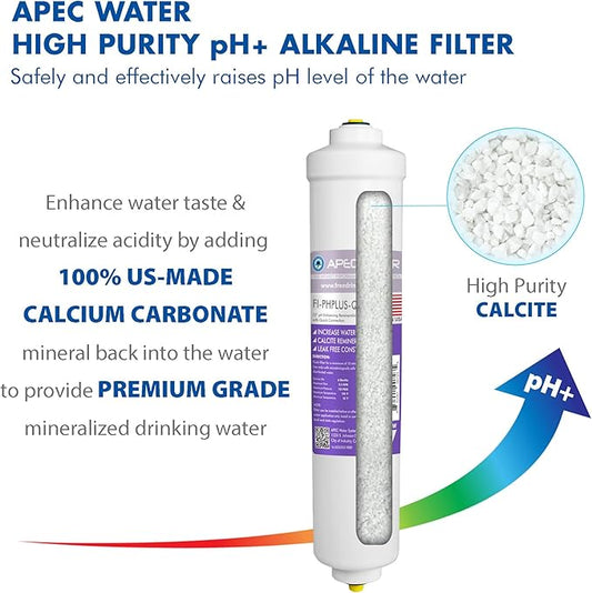 APEC Water Systems 10" High Purity PH+ Calcium Carbonate Alkaline Filters (3/8 Inch)