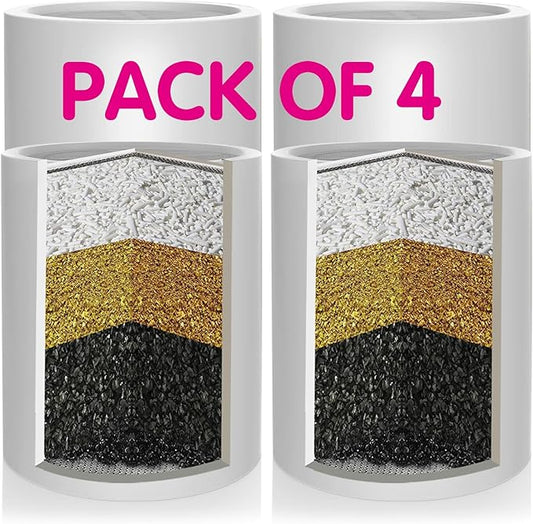 Enhanced Formula Multi-Stage Shower Filter Cartridge,High output Universal replacement filter cartridge, Remove Chlorine Heavy Metals and Other Sediments, Reduces Dry Itchy Skin, Dandruff(Pack of 4)