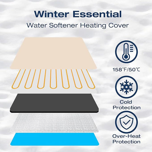 H&G Lifestyles Heated Water Softener Cover for Winter, 65W 110V Heating Pad, 158℉ Insulated Tank Jacket, Outdoor Waterproof & Sunproof Oxford Fabric 19.68"H x 9.5"D