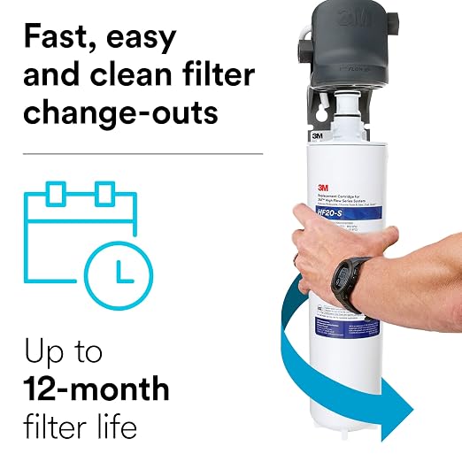 3M High Flow Series Filter Cartridge HF20-S | For ICE120-S System, Reduces Sediment, Chlorine Taste & Odor, Cyst, Scale, Microplastics