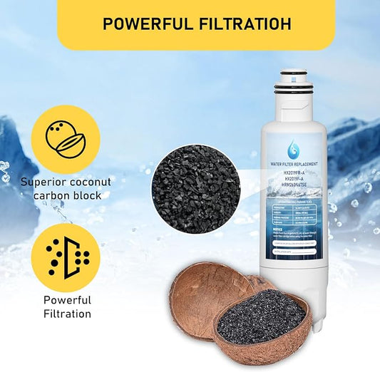 HX2019F-A HX2019FR-A Water Filter Replacement, Compatible With Hisense HRM260N6TSE, HRFD560SW, HRCD585BW, HRFD634BW, HRCD650BW, HRCD586TBWB and Mora MRM260N6TSE 3 Pack