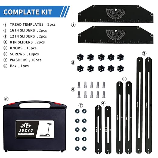 Stair Tread Template Tool,Stair Tread jig,Stair Gauge,from The JSZYO Renovation System,Stair Gauge Set,framing Square,Stair gauges for framing Square (Black)