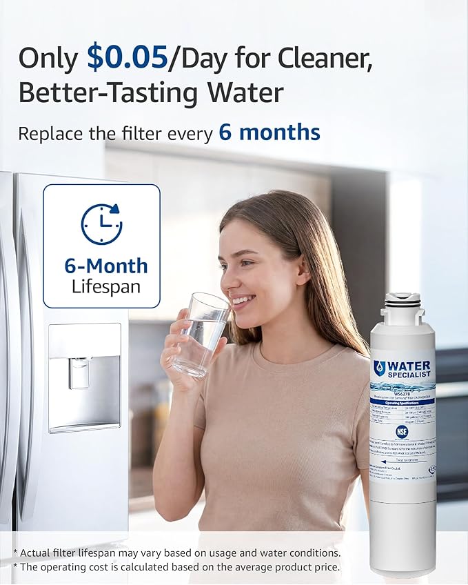 Waterspecialist DA29-00020B Replacement for Samsung® Water Filter DA29-00020B, HAF-CIN/EXP, DA29-00020B-1, HDX FMS-2, RS25J500DSR, RF28HMEDBSR, RF263BEAESR, RF4287HARS, DA97-08006A-1, 4 Filters