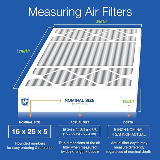 Nordic Pure 16x25x5 (Actual Size: 15 3/4 x 24 3/4 x 4 3/8) Honeywell Replacement Air Filters MERV 13 Plus Carbon 4 Pack