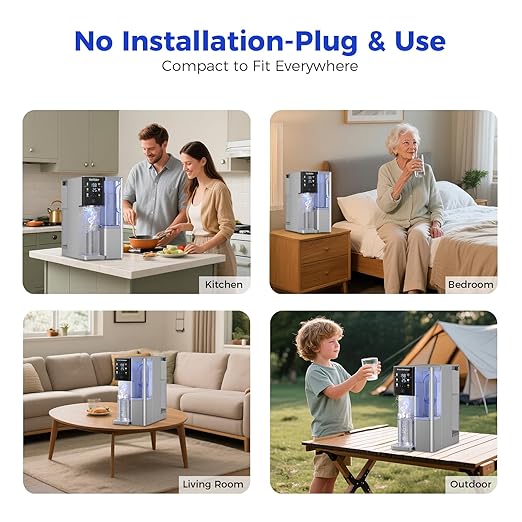 CT910GH Reverse Osmosis Water Filter Countertop, 3S Instant Hot RO Water Filtration System, 7-Stage Water Purifier Removable Pitcher, NSF/ANSI 372,42,58, Reduce TDS PFAS, No Installation