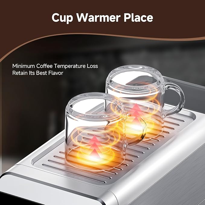 AMZCHEF Espresso Coffee Machine | 20 Bar Pressure System | LED Touch Screen | Compact Design Perfect for Home & Office | 40 oz Water Tank Visit the