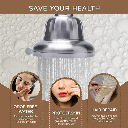 Filtered Shower Head - Water Softener Filters for Hard Water - Shower Head With Filters For Healthy Hair Skin Removes Chlorine & Heavy Metals - Nickel