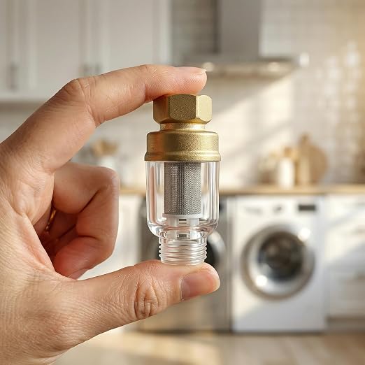 2 Pack Sediment Water Filter for Washing Machine, 50 Micron Reusable Inline Water Pre-Filter with Brass Adapters, Stainless Steel Screen Mini Filter for Water Heater, Shower, Faucet, RV & Garden Hose