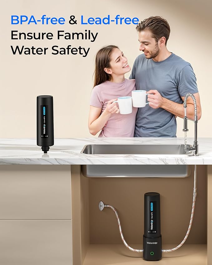 Waterdrop FUL12 Water Filter Replacement for Waterdrop UL12A/UL12B | Reduces PFAS, PFOA/PFOS, Lead, Chlorine, Bad Taste & Odor, Under Sink Water Filter, 1 Year (NOT Replacement for 10UA/10UB)