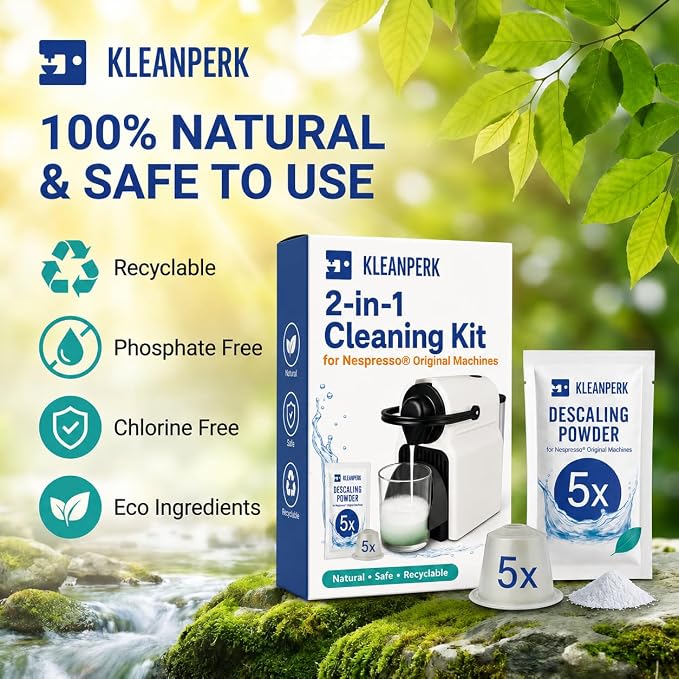 2-in-1 Compatible Nespresso Cleaning Kit | 5 Cleaning Capsules & 5 Original Urnex Dezcal Descaler Sachets | Compatible with Nespresso Original Machines like Pixie Citiz Inissia and more