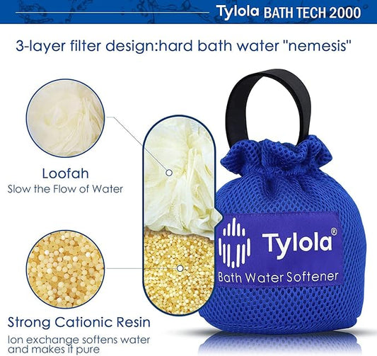Bath Filter for Tub, Bathtub Water Filter for Hard Water, Reusable Bath Water Softener for Tub Faucet, Helps Reduce Heavy Metals & Hard Water Minerals, Softer Skin & Hair, Tylola Bath Tech 2000
