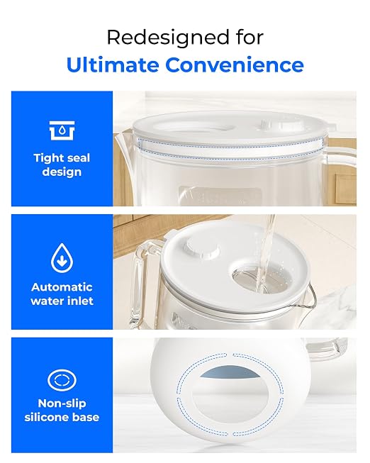 Waterdrop PT-72C-A Glass Alkaline Water Filter Pitcher, 7-Cup, Blue | Eco-Friendly, Enhances Alkaline Water, for Home & Office, Reduces PFOA/PFOS, Chlorine, Cadmium, Copper & Mercury