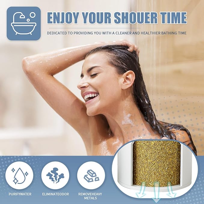 3-Pack Replacement Filter for JOLIE Shower Head, Compatible with JOLIE Shower Filter Cartridge, Reduces Chlorine, Heavy Metals & Impurities, Softens Skin & Hair