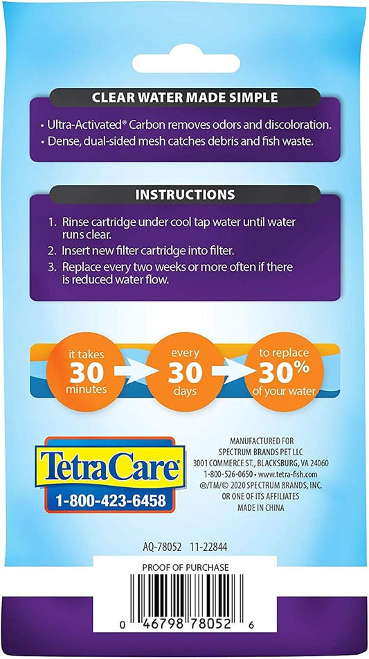 Tetra Whisper XS Filter Cartridges for Aquariums, 8 Count, Ready to Use, Fits Whisper Filters for Fish Tanks Up to 3 Gal