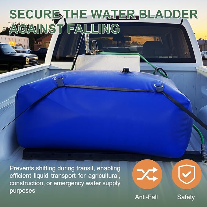 100 Gallon Water Bladder, 1000D PVC Foldable Portable Water Tank, Blue Large Capacity Water Bag Container for Garden, Drought Resistance, Fire Prevention, Emergency Supply
