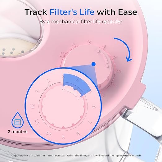 Waterdrop PT-72P Glass Water Filter Pitcher, 7-Cup, Eco-Friendly, Pink | NSF/ANSI 53, 42 & 372 Certified Filter, Reduces PFOA/PFOS, Chlorine, Cadmium, Copper & Mercury, BPA-Free, Easy to Clean