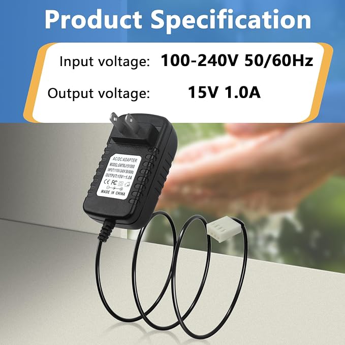 for Soft Water Supply Clack Part V3186-06, 15V DC Water Softener Transformer for Manufactured 2017 or Later Power Cord