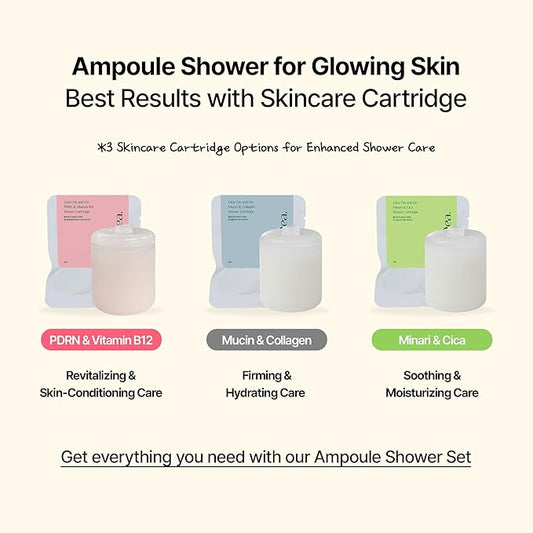 Glow On and On Mucin & Collagen Shower Cartridge – Vitamin C Filter Refill for Smooth, Hydrated Skin – Fragrance-Free, Easy to Replace, Stocking Stuffer Skincare Gift