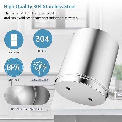 2.25G Ultra-Filtration Gravity Water Filter System๏ผ304 Stainless Steel Countertop System with 2 Carbon Filters and Stand ๏ผNSF/ANSI 42 Certification๏ผReduce 99.9% Chlorine