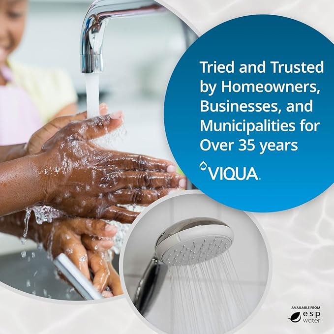 VIQUA CMB-110-HF 1 Micron High Flow Sediment Water Filter 4.5 x 10 Inches, Universal 10-Inch Whole House Water Filter Housing, Reduces Sediment, Rust, Dirt, and Protects UV Systems