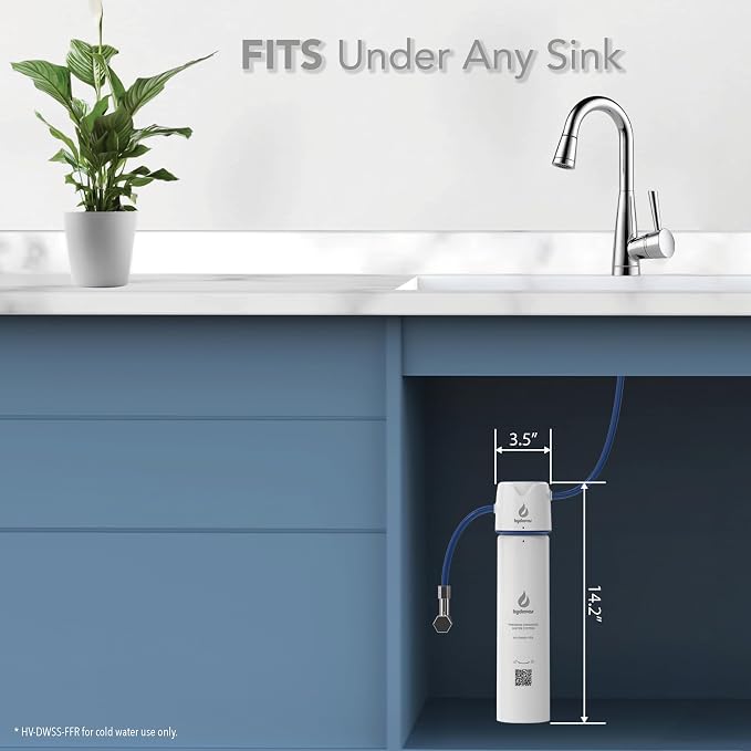 HYDROVOS Standard Under Sink Replacement Water Filter, IAPMO Certified Reduces Microplastics, Cysts, Sediment, Chlorine, Improves Taste & Odor, 2 GPM Fast Flow, Fits DWSP/DWSS Water Filter Systems