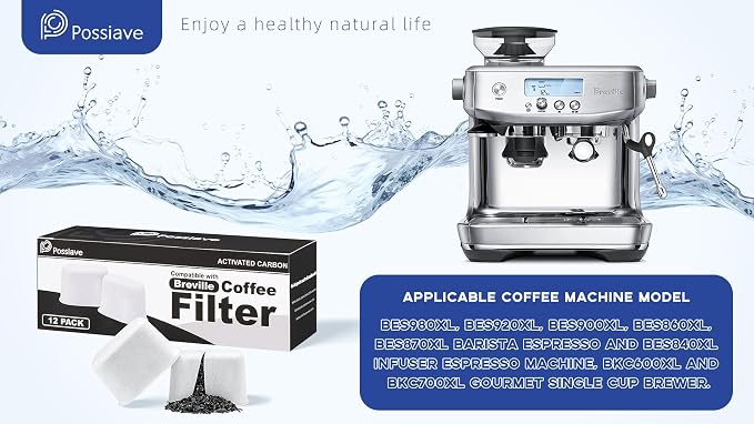 Possiave 18-Pack Water Filters Compatible with Breville BWF100 Machines | Breville Espresso Machine Water Filter Replacement for Barista Express/Pro, Infuser, Dual Boiler, Oracle Series Early