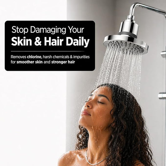 Filtered Shower Head for Hard Water – High Pressure Showerhead with 20-Stage Filter – Removes Chlorine & Heavy Metals – Improves Skin & Hair – Easy Install, Polished Chrome