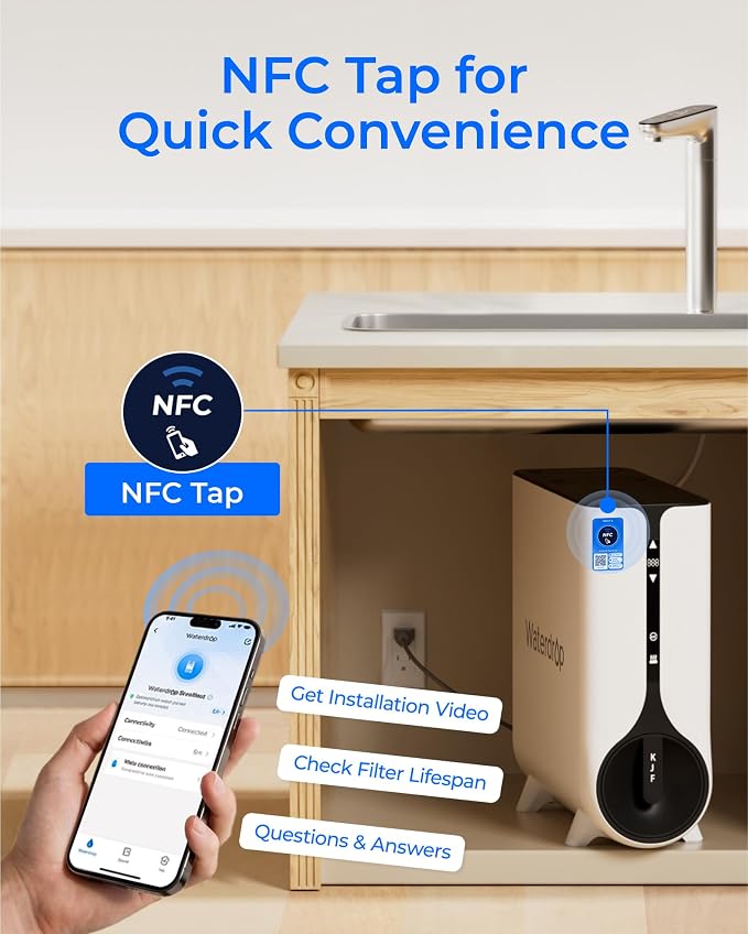 Waterdrop KJ600 Instant Hot Reverse Osmosis System, 600 GPD, Tankless RO | NSF/ANSI 372 Certified, 5-Stage Filtration, PFAS & TDS Reduction, 2:1 Pure to Drain, LED Faucet, Hot and Cold Water Dispenser