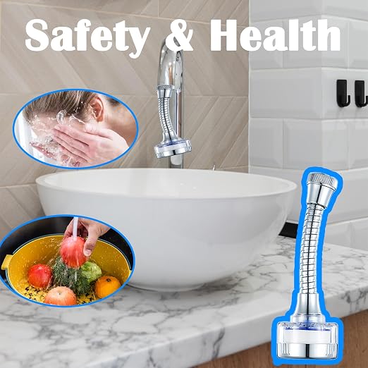 Sink Water Filter,360° Rotating Faucet Water Filter,Kitchen Bathroom Universal Swivel Sink Filter,with Extension Tube Removes Chlorine Fluoride Heavy Metals Hard Water for Home Kitchen