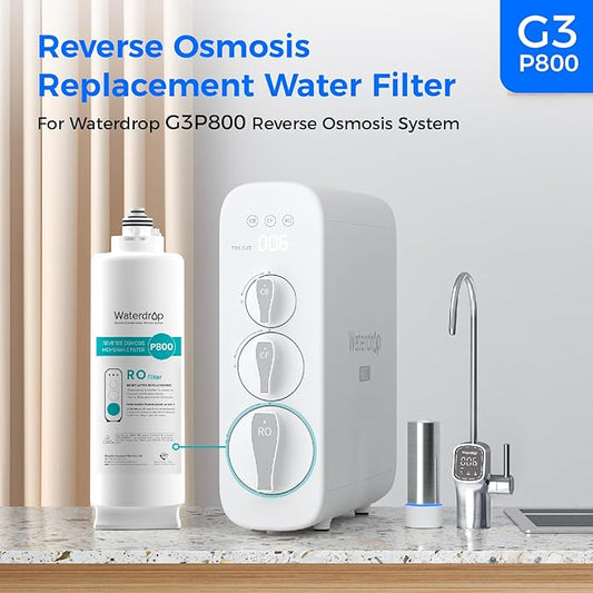 Waterdrop G3P800-RO Filter, Replacement for Waterdrop G3P800 Tankless Reverse Osmosis Water Filter, Reduce PFAS, 2-year Lifetime