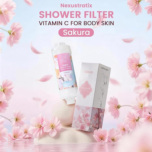 Vitamin-C Handheld Showerhead Filter For Hard Water, Luxurious Scent Skin Care & Hair Enhancement Softener Purifier, Aromatherapy Water Purify, Sakura Odor