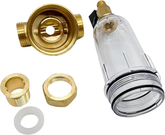 Spin Down Sediment Water Filter System with Pressure Gauge, 50&100 Micron Stainless Steel filter Mesh Pre-Filter for City/Well Water, 1" MNPT & 3/4" FNPT/MNPT Ports, Easy Backwash Cleaning